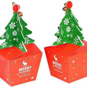 FLOFIA 25pcs Cajas Cajitas Regalo Navidad Cartón Papel Caramelos Forma Árbol de Navidad para Dulces Galletas Chocolates Pastel Regalos de