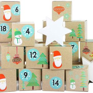 Papierdrachen Juego de Cajas para Calendario de Adviento DIY – 24 Cajas de Colores para exponer y Rellenar – 24 Cajas - Santa Claus